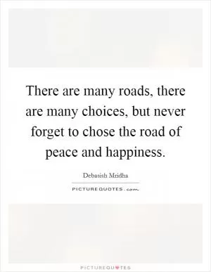 There are many roads, there are many choices, but never forget to chose the road of peace and happiness Picture Quote #1