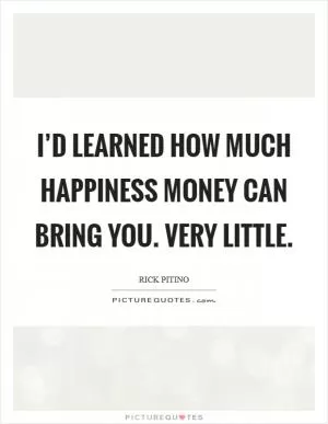 I’d learned how much happiness money can bring you. Very little Picture Quote #1