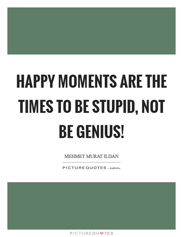 Happy moments are the times to be stupid, not be genius! Picture Quote #1
