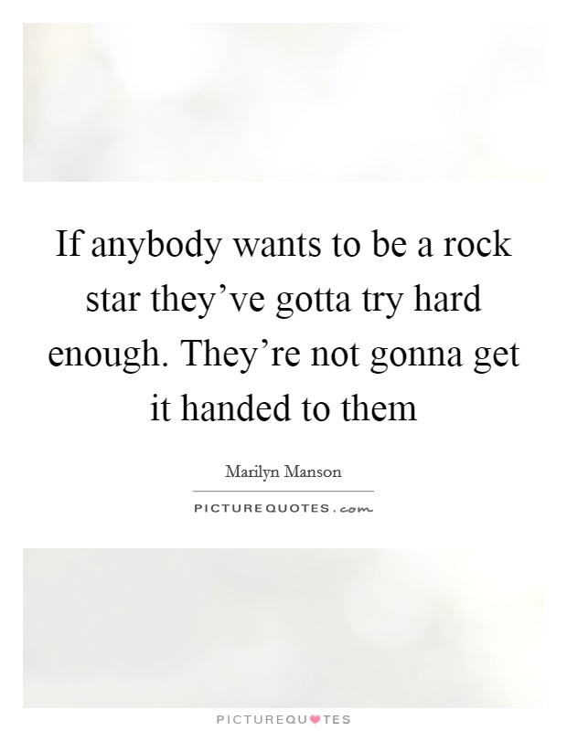 If anybody wants to be a rock star they've gotta try hard enough. They're not gonna get it handed to them Picture Quote #1