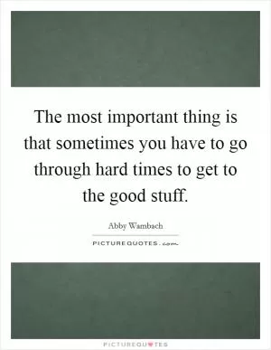 The most important thing is that sometimes you have to go through hard times to get to the good stuff Picture Quote #1