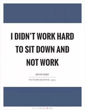I didn’t work hard to sit down and not work Picture Quote #1