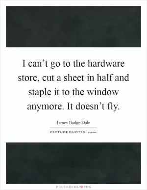 I can’t go to the hardware store, cut a sheet in half and staple it to the window anymore. It doesn’t fly Picture Quote #1