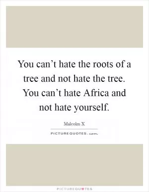 You can’t hate the roots of a tree and not hate the tree. You can’t hate Africa and not hate yourself Picture Quote #1