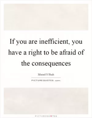 If you are inefficient, you have a right to be afraid of the consequences Picture Quote #1