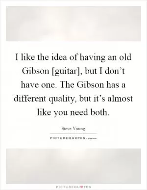I like the idea of having an old Gibson [guitar], but I don’t have one. The Gibson has a different quality, but it’s almost like you need both Picture Quote #1