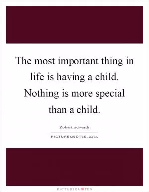 The most important thing in life is having a child. Nothing is more special than a child Picture Quote #1