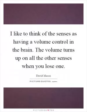 I like to think of the senses as having a volume control in the brain. The volume turns up on all the other senses when you lose one Picture Quote #1
