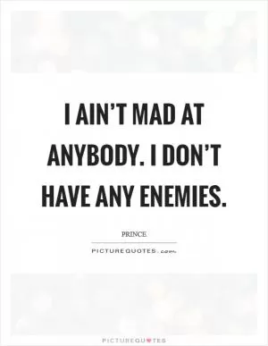 I ain’t mad at anybody. I don’t have any enemies Picture Quote #1