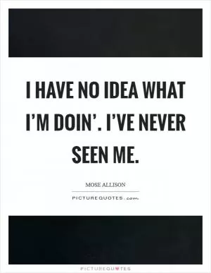 I have no idea what I’m doin’. I’ve never seen me Picture Quote #1