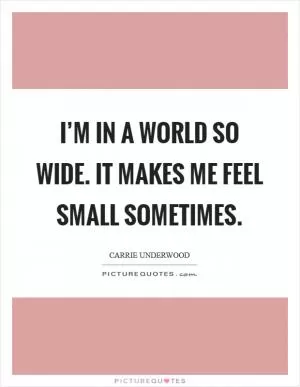 I’m in a world so wide. It makes me feel small sometimes Picture Quote #1