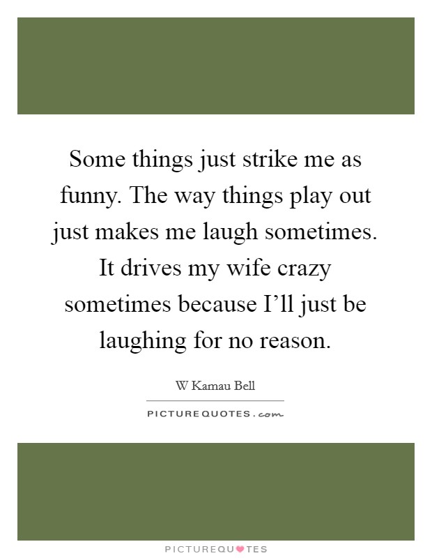 Some things just strike me as funny. The way things play out just makes me laugh sometimes. It drives my wife crazy sometimes because I'll just be laughing for no reason. Picture Quote #1