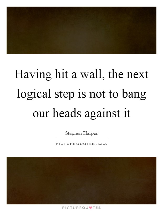 Having hit a wall, the next logical step is not to bang our heads against it Picture Quote #1