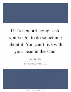 If it’s hemorrhaging cash, you’ve got to do something about it. You can’t live with your head in the sand Picture Quote #1
