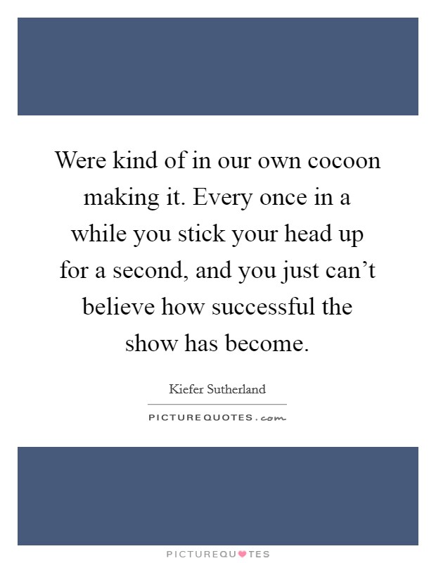 Were kind of in our own cocoon making it. Every once in a while you stick your head up for a second, and you just can't believe how successful the show has become. Picture Quote #1