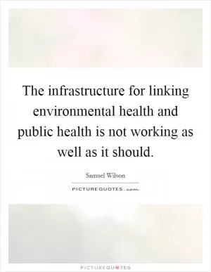 The infrastructure for linking environmental health and public health is not working as well as it should Picture Quote #1