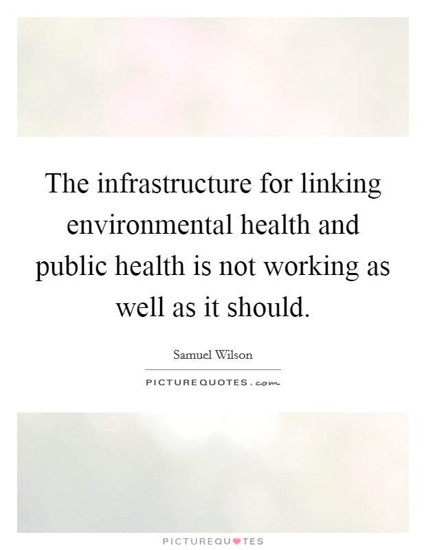 The infrastructure for linking environmental health and public health is not working as well as it should. Picture Quote #1