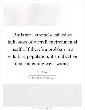 Birds are extremely valued as indicators of overall environmental health. If there’s a problem in a wild bird population, it’s indicative that something went wrong Picture Quote #1