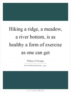 Hiking a ridge, a meadow, a river bottom, is as healthy a form of exercise as one can get Picture Quote #1