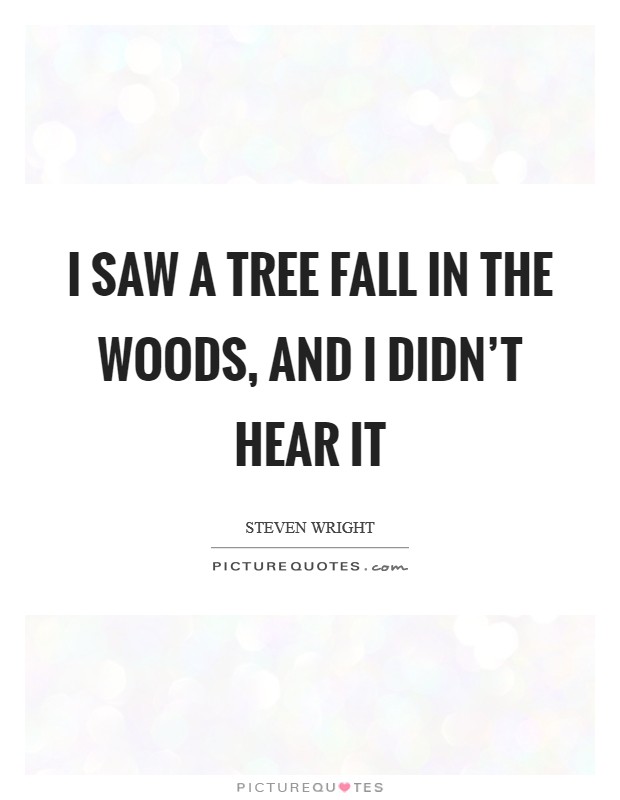 I saw a tree fall in the woods, and I didn't hear it Picture Quote #1