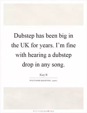 Dubstep has been big in the UK for years. I’m fine with hearing a dubstep drop in any song Picture Quote #1