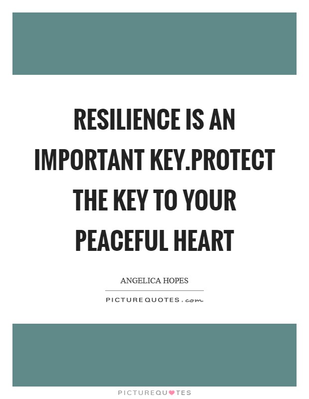 Resilience is an important key.Protect the key to your peaceful heart Picture Quote #1