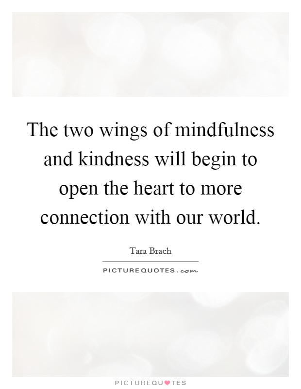 The two wings of mindfulness and kindness will begin to open the heart to more connection with our world. Picture Quote #1