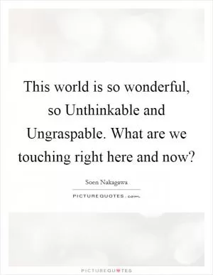 This world is so wonderful, so Unthinkable and Ungraspable. What are we touching right here and now? Picture Quote #1