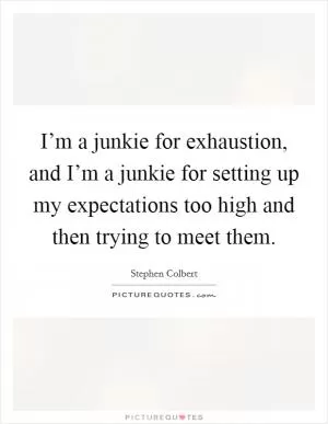 I’m a junkie for exhaustion, and I’m a junkie for setting up my expectations too high and then trying to meet them Picture Quote #1